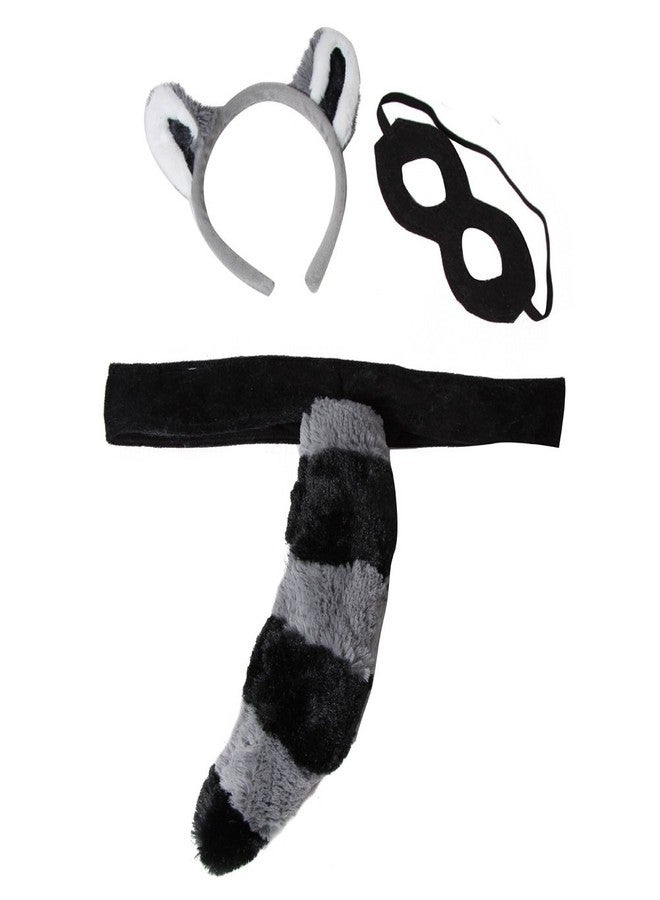 Making Believe Kids Plush Raccoon Headband Ears, Mask & Tail Costume Set - Image 1